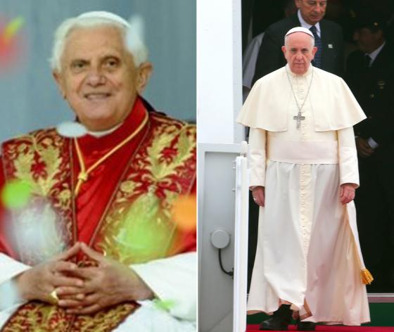 베네딕트 16세(왼쪽), 프란치스코 교황/AFP=News1, 뉴스1
