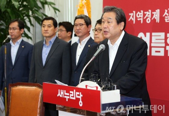  취임 1주년을 하루 앞둔 김무성 새누리당 대표가 13일 서울 여의도 국회에서 열린 취임 1주년 기자회견에서 그간의 소회와 포부를 밝히고 있다. 김 대표는 이 자리에서 여야 동시 오픈프라이머리(완전국민경선제) 실시와 19대 국회 내 국회 선진화법 개정을 야당에 제안했다. /사진= 뉴스1