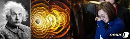 (왼쪽부터)알베르트 아인슈타인, 거대한 블랙홀 2개가 서로 충돌해 새로운 블랙홀로 거듭나는 과정에서 중력파가 생성되는 메커니즘을 미 항공우주국(NASA)이 3차원 영상으로 만들어낸 조감도, 은수미 더불어민주당 의원이 국회 본회의장에서 테러방지법의 본회의 의결을 막기 위한 필리버스터(무제한 토론을 통한 합법적 의사진행방해)를 마친 뒤 눈물을 훔치고 있다/사진=NASA, 뉴스1 