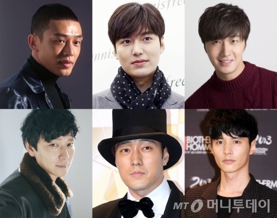 병역 관련 이슈로 화제가 됐던 스타들. (왼쪽 상단부터 시계방향으로)유아인, 이민호, 정일우, 원빈, 소지섭, 강동원