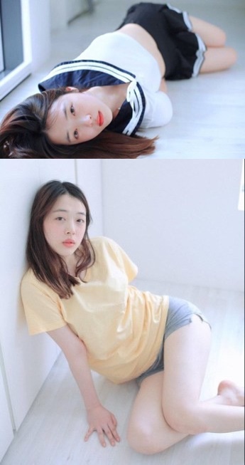 로타가 작업한 설리 사진. 팔이 없는 것처럼 숨겨져있다. /사진=설리 인스타그램
