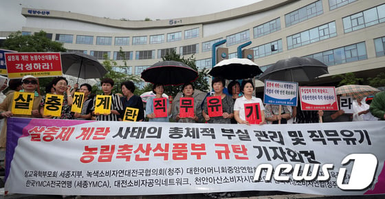[사진]농식품부 항의하는 시민단체 회원들