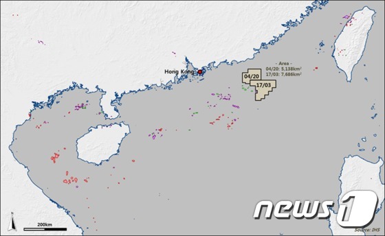SK이노베이션이 2015년 12월 CNOOC와 공동개발 계약을 맺고 개발 중인 04/20, 17/03 광구/사진=뉴스1