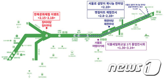 서울로 설맞이 프로그램 위치도(서울시 제공)© News1