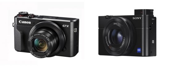 캐논 '파워샷 G7 X 마크 II(왼쪽)과 소니 'RX100 III' 