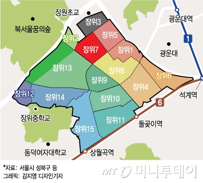 장위뉴타운 현황(해제 구역 포함).