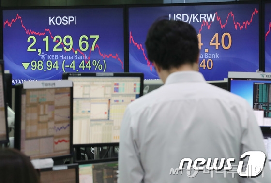 지난 11일 오후 서울 중구 KEB하나은행 딜링룸에서 직원들이 업무를 보고 있다. /사진=뉴스1