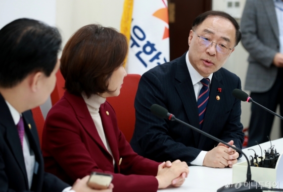 [사진]나경원 원내대표 만난 홍남기 경제부총리