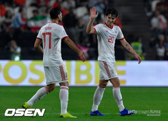 25일 아랍에미리트(UAE) 아부다비의 모하메드 빈 자예드 스타디움서 열린 2019 아시아축구연맹(AFC) 아시안컵 이란-중국 8강전 경기 모습./사진=OSEN