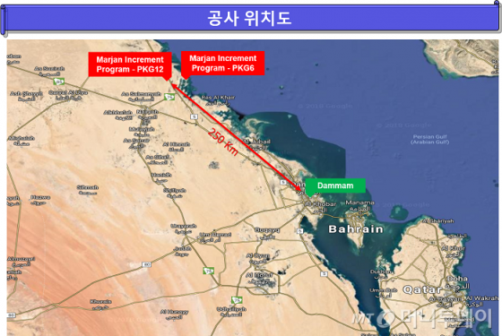 사우디 마잔 프로젝트 패키지6, 패키지 12 위치도. /사진제공=현대건설