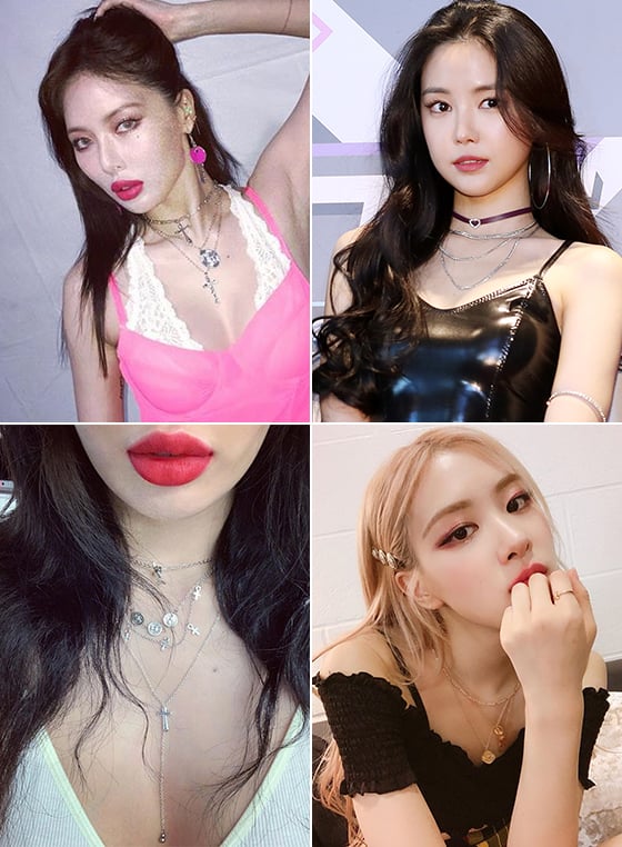 왼쪽부터 시계방향으로 가수 현아, 에이핑크 손나은, 블랙핑크 로제/사진=현아 인스타그램, 머니투데이 DB, 로제 인스타그램