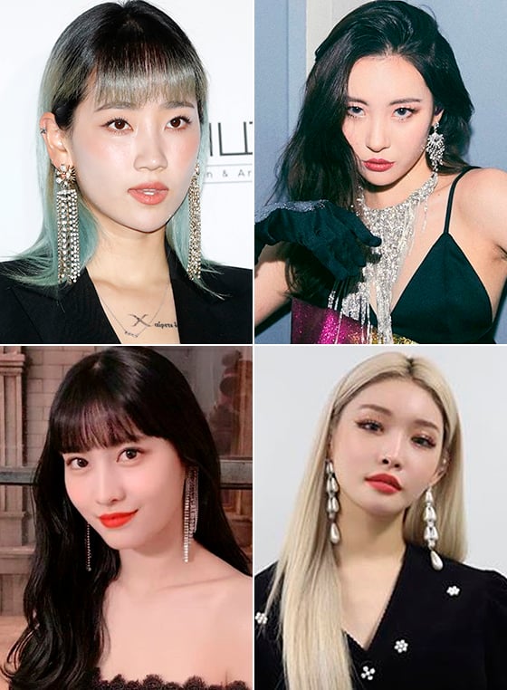 왼쪽부터 시계 방향으로 가수 핫펠트, 선미, 청하, 그룹 트와이스 모모/사진=머니투데이 DB, 각 스타 인스타그램