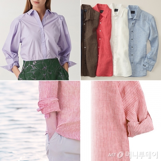 오브제 '백 레터링 자수 셔츠', 브루노바피 '남성 린넨 셔츠' /사진제공=각 업체