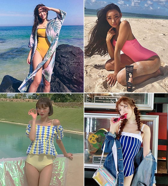 배우 김희정, 모델 문가비, 가수 전효성, 방송인 김수미/사진=각 스타 인스타그램