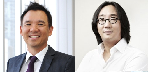 김정주 NXC 대표(왼쪽)와 허민 원더홀딩스 대표.