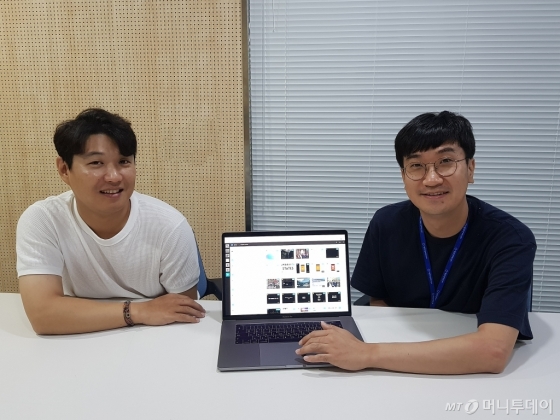 최민석 이미지블 대표(왼쪽)와 임현균 이미지블 대표가 영상 기반 협업 플랫폼에 대해 설명하고 있다./사진=김근희 기자 