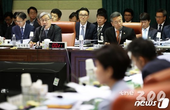 (서울=뉴스1) 오대일 기자 = 최재형 감사원장이 10일 오전 서울 종로구 감사원에서 열린 법제사법위원회의 감사원에 대한 국정감사에서 의원들의 질의에 답하고 있다. 2019.10.10/뉴스1