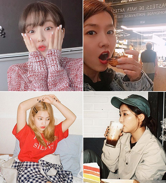 왼쪽부터 시계 방향으로 그룹 레드벨벳 아이린, 그룹 핑클 출신 배우 이진, 레드벨벳 슬기, 예리/사진=각 스타 인스타그램