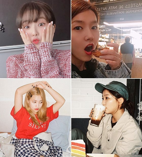 왼쪽부터 시계 방향으로 그룹 레드벨벳 아이린, 그룹 핑클 출신 배우 이진, 레드벨벳 슬기, 예리/사진=각 스타 인스타그램