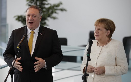 마이크 폼페이오 미국 국무장관과 앙겔라 메르켈 독일 총리 /사진=AFP