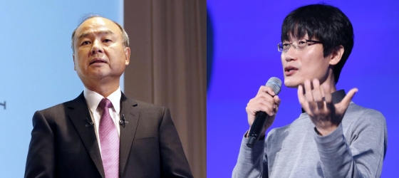 손정의 소프트뱅크 회장(왼쪽)과 이해진 네이버 창업주.