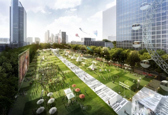 코엑스와 GBC를 연계한 영동대로 일대에는 지하7층 규모의 복합환승센터가 건립된다. 지상을 통행하는 차량도 지하로 들어간다. 복합환승센터에는 GTX A·C, 위례신사선, 지하철 2,9호선 등이 연계돼 수도권 광역 중심의 교통이 된다. 사진=서울시