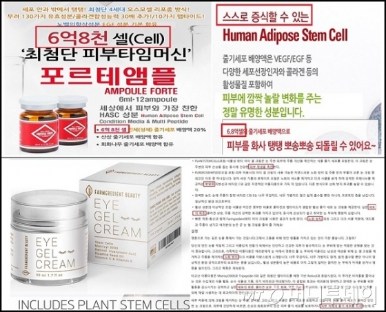줄기세포 화장품 광고 위반 사례