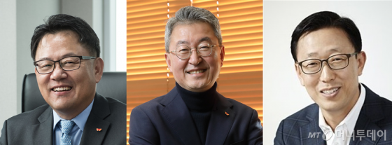 (왼쪽부터) 조정우 SK바이오팜 사장, 진교원 SK하이닉스 사장, 진정훈 SK하이닉스 사장/사진=SK