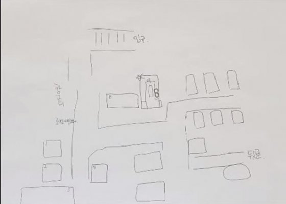 A씨가 그린 유흥업소 룸 구조 /사진=유튜브 가로세로연구소 캡처