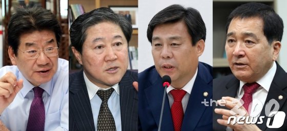 자유한국당 차기 원내대표 경선이 '4파전'으로 치러지게 됐다.한국당 원내대표 경선은 9일)오전 9시에 시작하며, 출석 의원의 과반 득표자가 없으면 1·2위 결선 투표로 승부를 가리게 된다. 선거 당일 오후에 국회 본회의가 예정된 만큼, 예산안과 패스트트랙 법안 처리에 한국당 새 원내대표가 변수가 될 것으로 보인다. 사진 왼쪽부터 강석호·유기준·김선동·심재철 의원.(뉴스1DB).2019.12.8/뉴스1