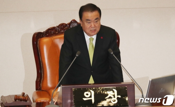 문희상 국회의장이 10일 서울 여의도 국회 본회의장에서 열린 제371회국회(정기회) 제12차 본회의를 진행하고 있다/사진=뉴스1