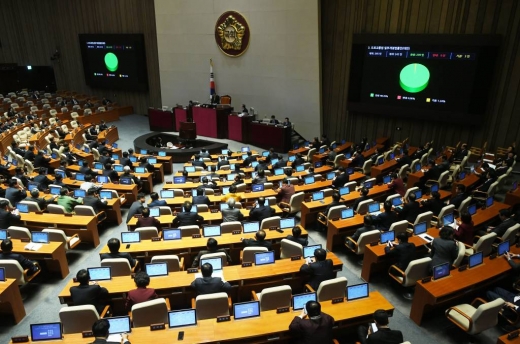 10일 서울 여의도 국회에서 본회의장에서 열린 371회 정기국회 12차 본회의에서 '도로교통법 일부개정법률안'이 통과되고 있다. / 사진=이기범 기자 leekb@