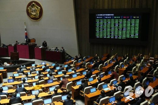 10일 서울 여의도 국회에서 본회의장에서 열린 371회 정기국회 12차 본회의에서 '도로교통법 일부개정법률안'이 통과되고 있다. / 사진=이기범 기자 leekb@