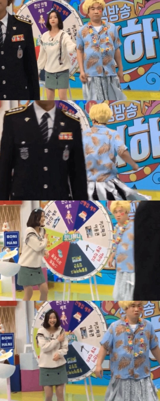 11일 사회관계망서비스(SNS) 등을 중심으로 EBS'보니하니'에서 '당당맨'을 맡은 최영수가 '하니'를 맡은 그룹 버스터즈의 채연을 폭행했다는 내용의 영상이 게시됐다. /사진=유튜브 영상 캡처