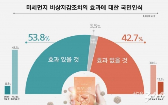 국민 54% "미세먼지 비상저감조치, 효과 있을 것"