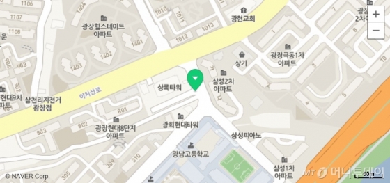 광진구 광장동 상록타워 아파트 위치도. /사진=네이버 부동산 지도 캡쳐
