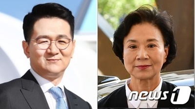 조원태 한진 회장(왼쪽)과 이명희 정석기업 고문./사진=뉴스1