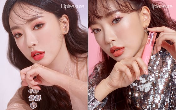 립플레저 워터 틴트 글라스 △자몽글라스 △로즈글라스 모델 컷/사진제공=립플레저