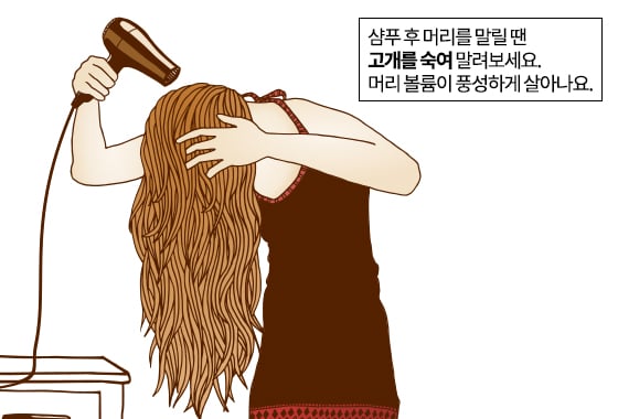 헤어 볼륨 살리는 드라이 방법/일러스트=게티이미지뱅크, 편집=이은 기자