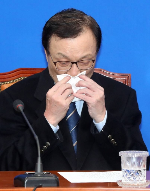 이해찬 더불어민주당 대표가 지난달 28일 오전 서울 여의도 국회에서 열린 인재영입 발표회에서 땀을 닦고 있다. /사진=뉴스1.