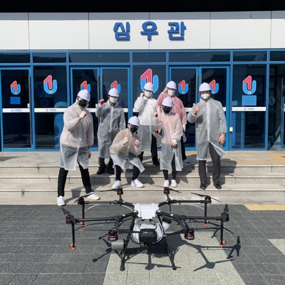 유원대 드론응용학과, '코로나19 감염 예방' 드론 방역 전개