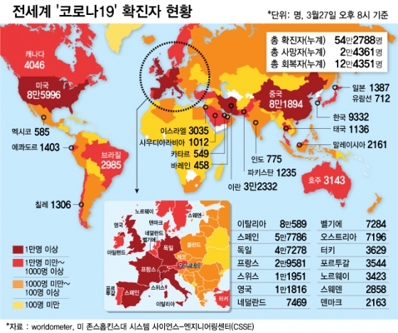 한눈에 보는 전세계 코로나 현황…英 총리도 감염 - 머니투데이