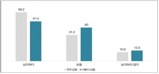전국/서울시 코로나19 사태의 심각성에 대한 인식(보통 제외)./자료=서울시 제공