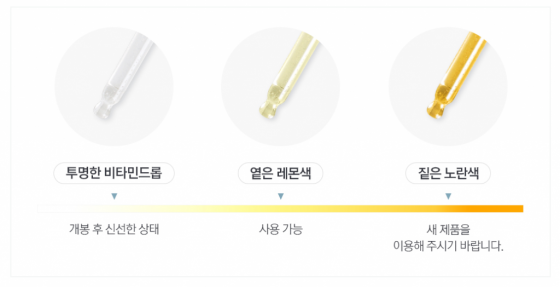 클레어스 '비타민드롭'의 갈변 정도에 따른 권장 사용법/사진제공=클레어스