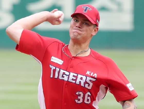7회까지 마운드를 지킨 브룩스. /사진=KIA 타이거즈 제공