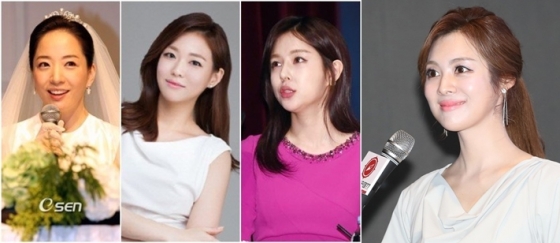 왼쪽부터 노현정 전 KBS 아나운서, 이다희 전 스카이티브이 아나운서, 조수애 전 JTBC 아나운서, 강서은 전 KBS 아나운서/사진=OSEN, 뉴스1