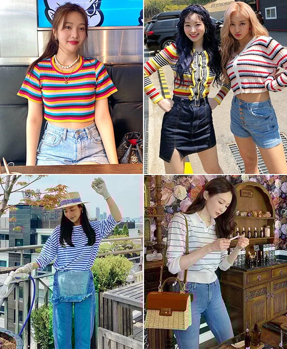(왼쪽부터 시계 방향으로) 그룹 레드벨벳 조이, 트와이스 나연 지효, 그룹 다비치 강민경, 배우 기은세/사진=각 스타 인스타그램