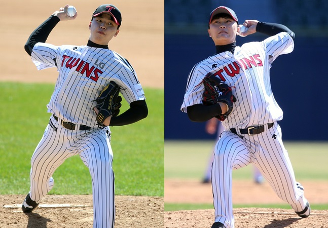LG 이민호(왼쪽)와 김윤식. /사진=LG 트윈스 제공