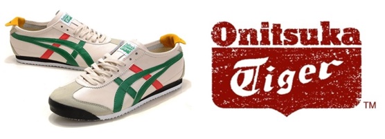 아식스의 프리미엄 브랜드 '오니츠카 타이거'의 운동화와 로고
