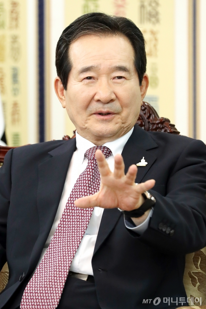 정세균 국무총리가 이달 2일 정부서울청사에서 머니투데이와 인터뷰를 하고 있다. / 사진=이기범 기자 leekb@